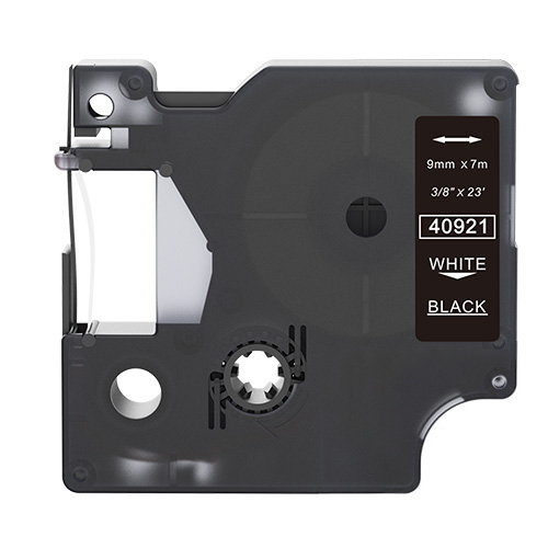 Dymo 40921 kompatible Etikettenband, Weiß auf schwarz, 9mm x 7m