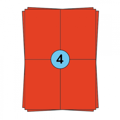 A4 Stickerbögen 104 x 148 mm, Rot, 400 Etiketten