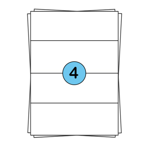 A4 Stickerbögen 210 × 74,3 mm – 4 Etiketten pro Bogen