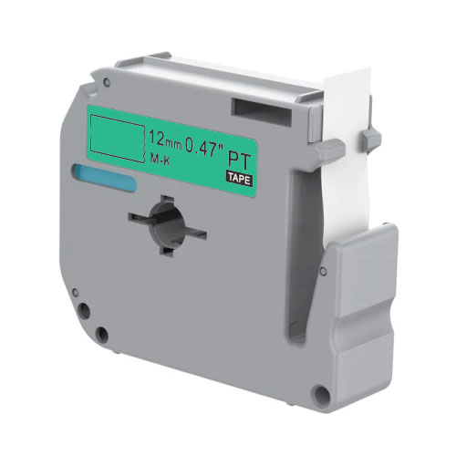 Brother M-K731 kompatible Etikettenband, Schwarz auf grün, 12mm x 8m